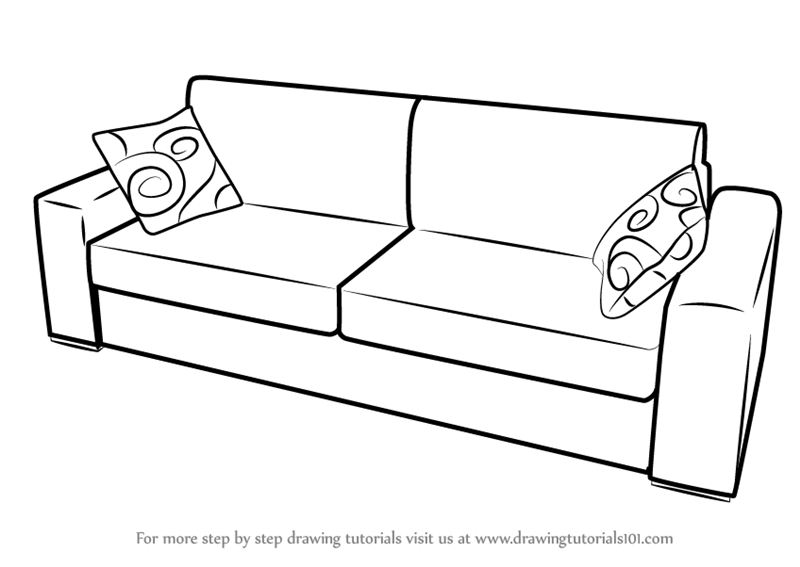 800x567 learn how to draw sofa with cushions - Sofa Drawing