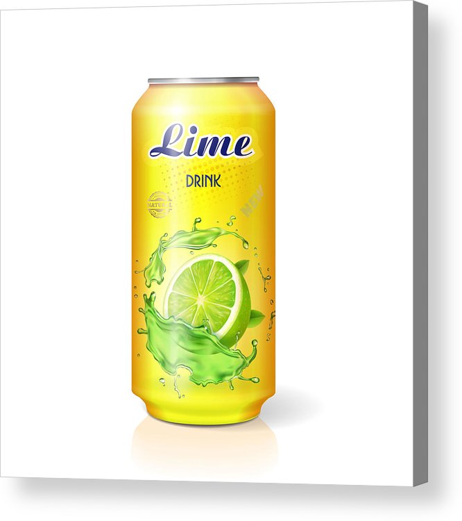 666x750 lime soft drink can lemonade package design acrylic print - Soft Drink Drawing