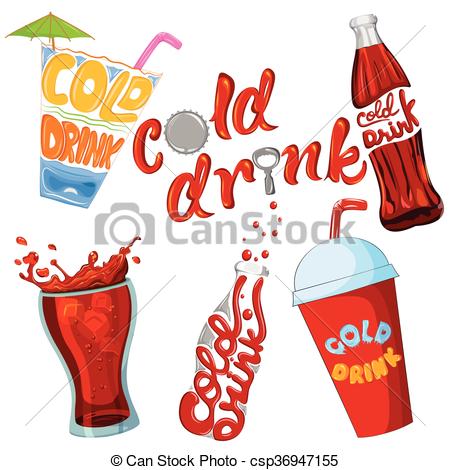 450x470 set of cold drink and beverage icon vector illustration - Soft Drink Drawing