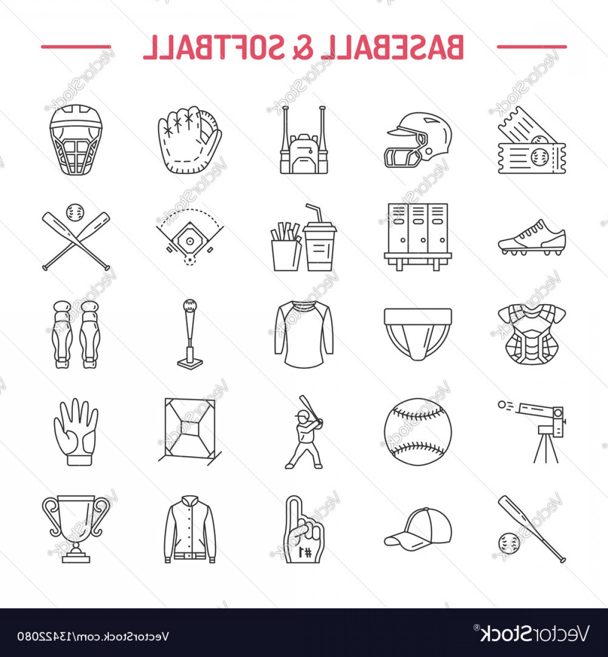 1200x1296 baseball softball sport game line icons vector soidergi - Softball Diamond Drawing