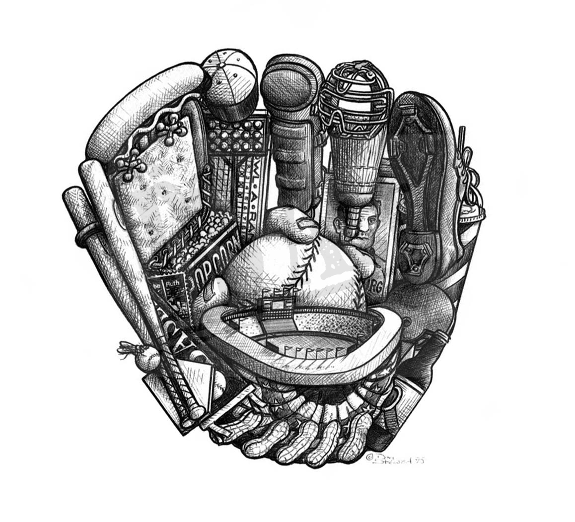 1158x1052 baseball glove ds art - Softball Glove Drawing