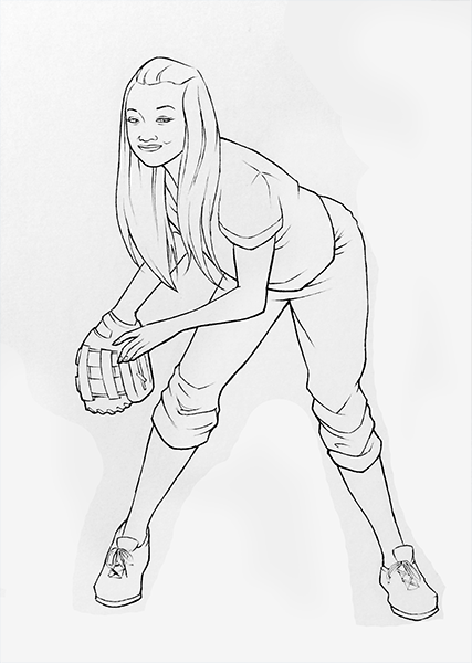 427x600 Softball Player - Softball Player Drawing