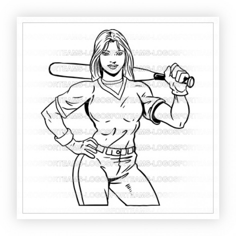 946x946 Sports Logo Part Of Softball Player Pretty Girl College Holding - Softball Player Drawing