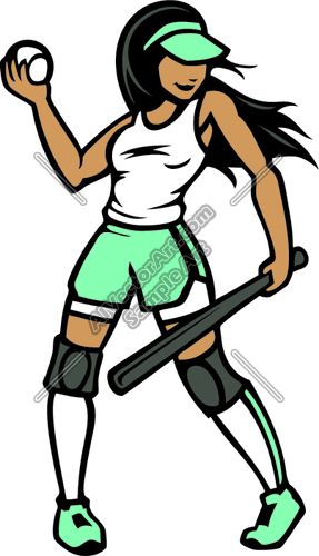 287x500 cartoon of girl softball player softball girl projects to try - Softball Player Drawing