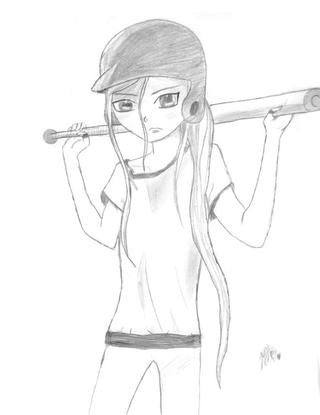 320x415 A Rough Sketch Of My Friend, A Softball Player - Softball Player Drawing