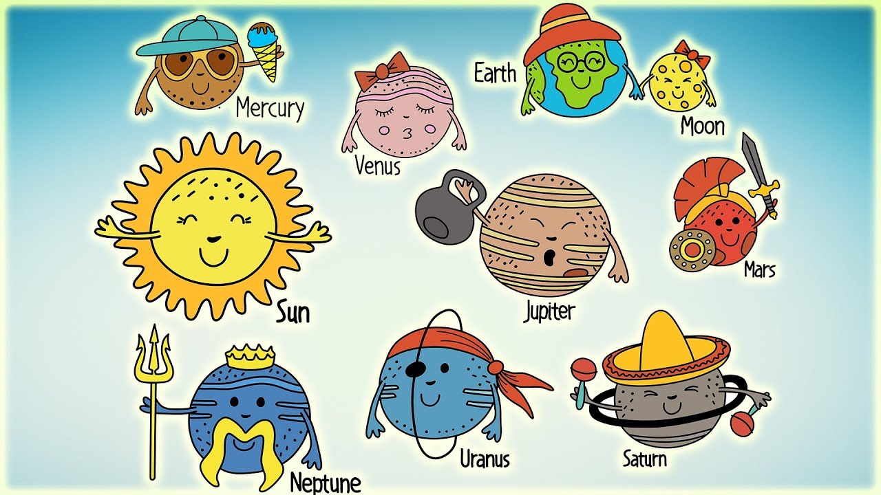 1280x720 funny planets of the solar system for kids - Solar Drawing