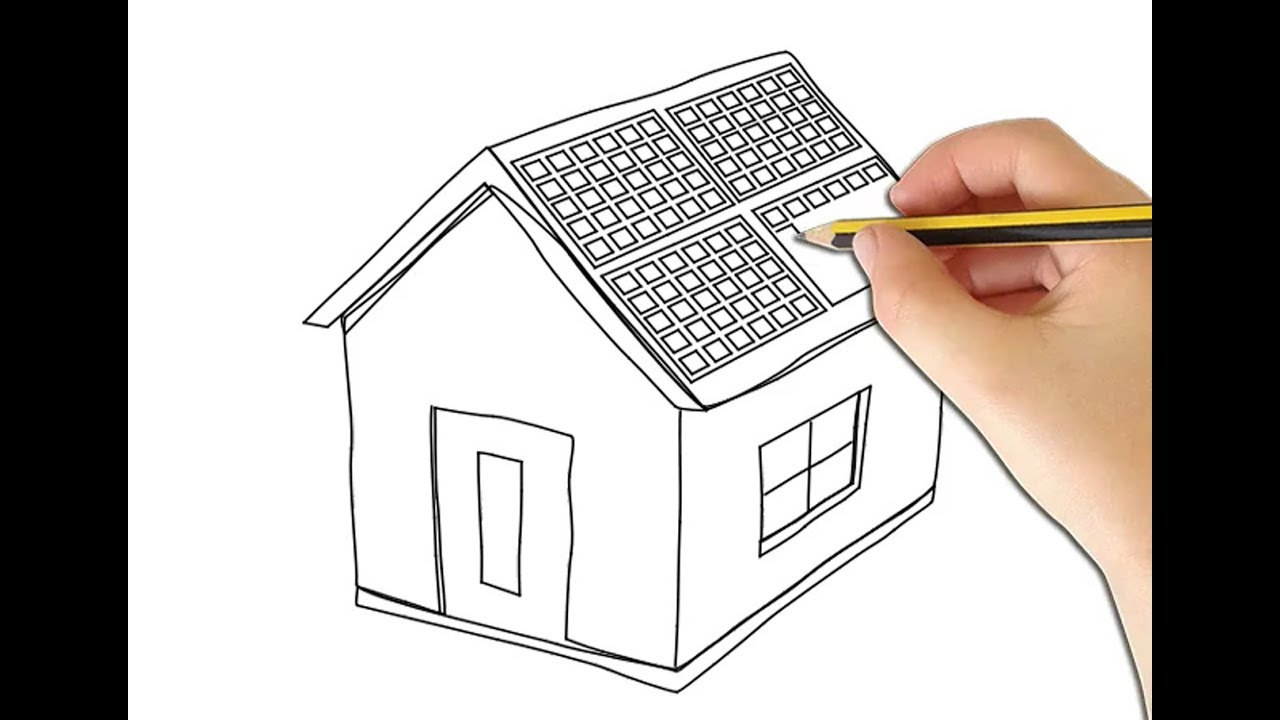 1280x720 how to draw solar panels with house - Solar Drawing