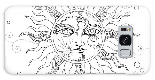 600x309 solar eclipse moon face line drawing galaxy case for sale - Solar Drawing