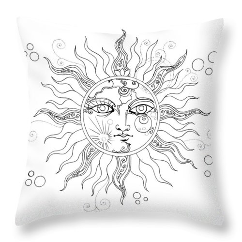 500x500 solar eclipse moon face line drawing throw pillow for sale - Solar Eclipse Drawing