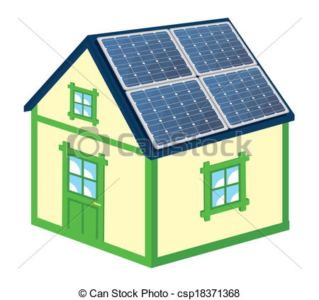 450x423 House With Solar Panels Vector Illustration Of The House - Solar Energy Drawing