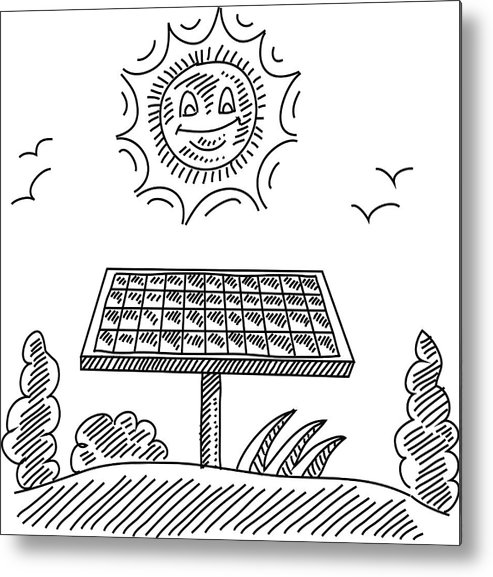 493x577 solar panel drawing metal print - Solar Panel Drawing