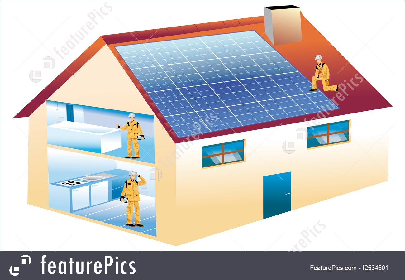 1300x898 Photo Of Ecological House - Solar Power Drawing