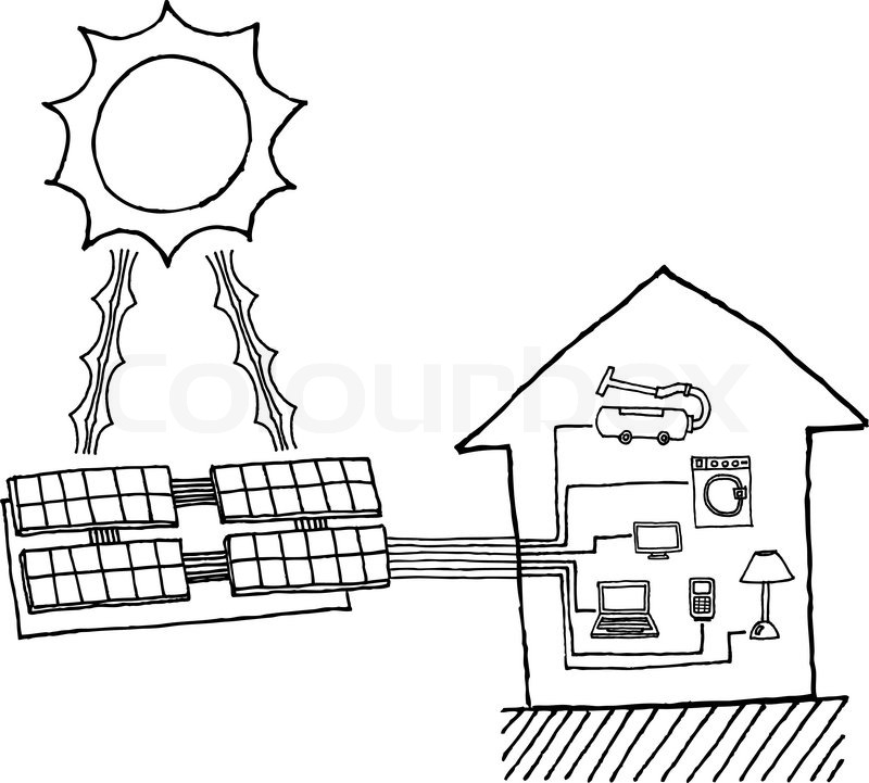 800x721 solar power graphic cheap energy stock vector colourbox - Solar Power Drawing