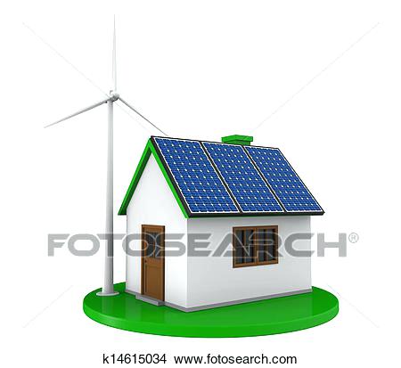 450x413 House With Solar Panels - Solar Power Drawing