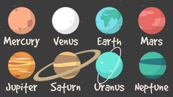 590x330 cartoon rotating planets of the solar system - Solar System Cartoon Drawing