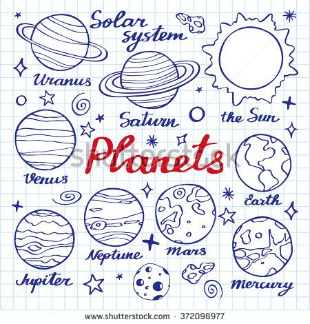 450x470 planets set hand drawn cartoon collection of solar system planets - Solar System Cartoon Drawing