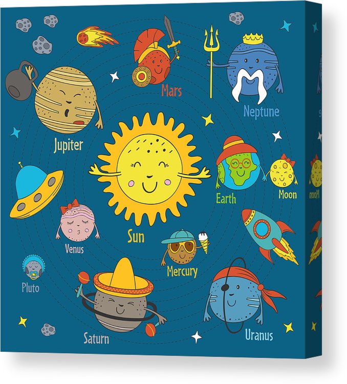 678x750 cartoon funny solar system canvas print canvas art - Solar System Cartoon Drawing