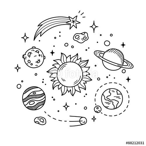 500x500 hand drawn solar system tattoo inspiration in drawings - Solar System Drawing