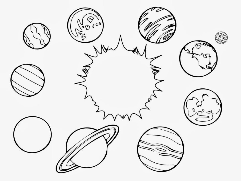 1024x768 Printable Solar System Coloring Sheets For Kids Our Pages - Solar System Drawing For Kids