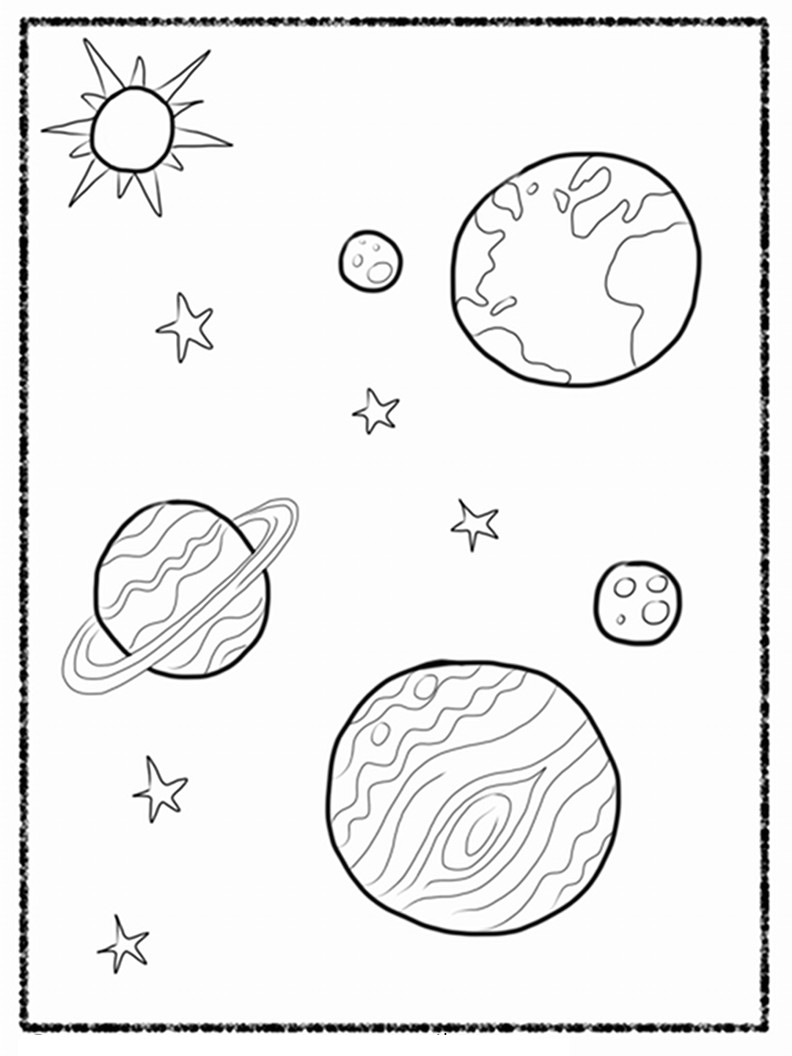 792x1056 Eclipse Coloring Pages For Kids With Solar Eclipse Coloring - Solar System Drawing For Kids