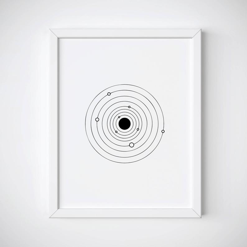 794x794 Solar System Print Galaxy Line Art Print Tumblr Room Decor Etsy - Solar System Drawing Tumblr