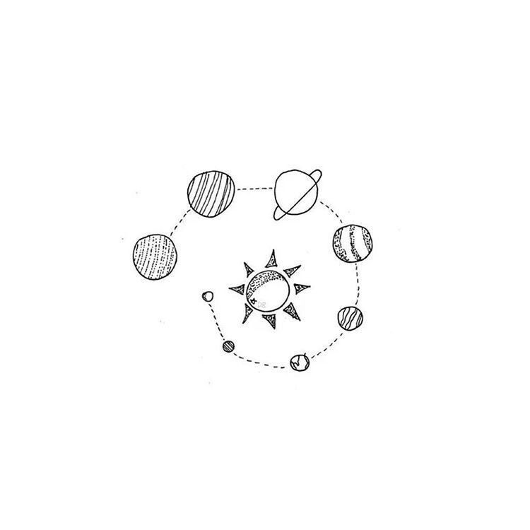 750x750 Tattoo Piercings Ideas Planet Tattoos - Solar System Line Drawing