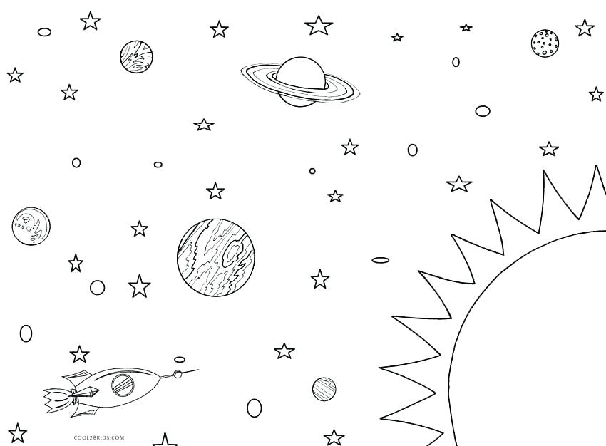 850x626 Coloring Solar System Line Drawing At Free For Personal Use - Solar System Line Drawing