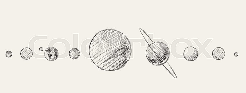 800x303 planets of solar system hand drawn stock vector colourbox - Solar System Planets Drawing