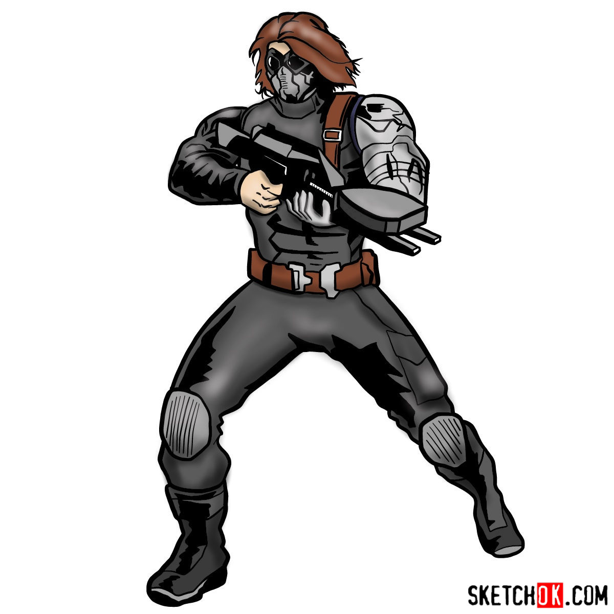 1200x1200 How To Draw Bucky Barnes The Winter Soldier - Soldier Cartoon Drawing