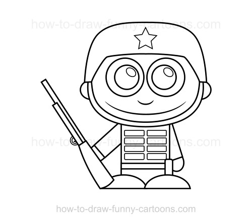 500x445 How To Draw A Soldier - Soldier Cartoon Drawing