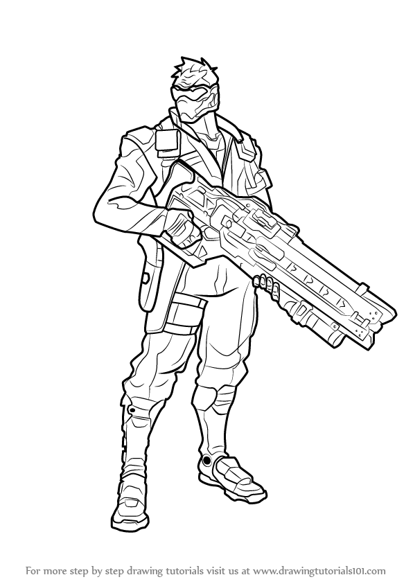 596x843 Learn How To Draw Soldier From Overwatch - Soldier Drawing