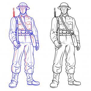302x302 How To Draw Soldiers, Step - Soldier Drawing Easy