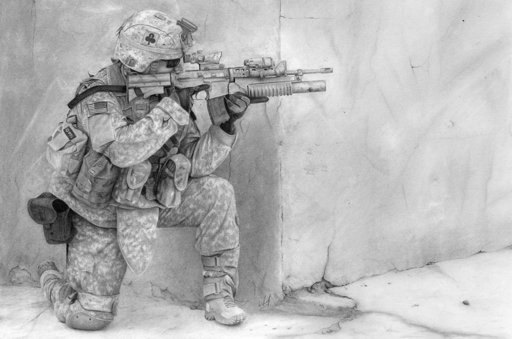 1024x677 Photo Realistic Pencil Drawings - Soldier Drawing Pictures