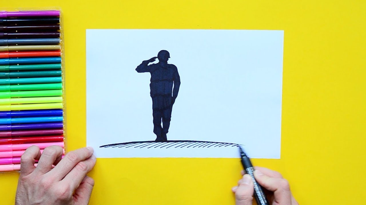 1280x720 how to draw national day - Soldier Saluting Drawing
