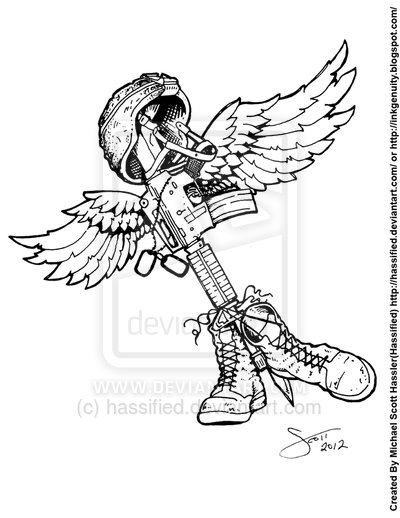 400x518 Military Tattoos Tattoo Design And Ideas - Soldiers Cross Drawing. 