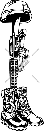 170x500 fallen soldier's cross clipartvector art - Soldiers Cross Drawing
