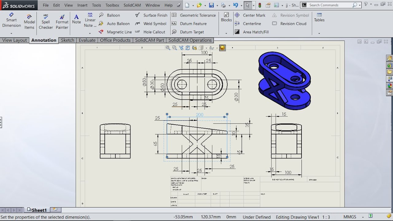 Повернуть вид на чертеже solidworks