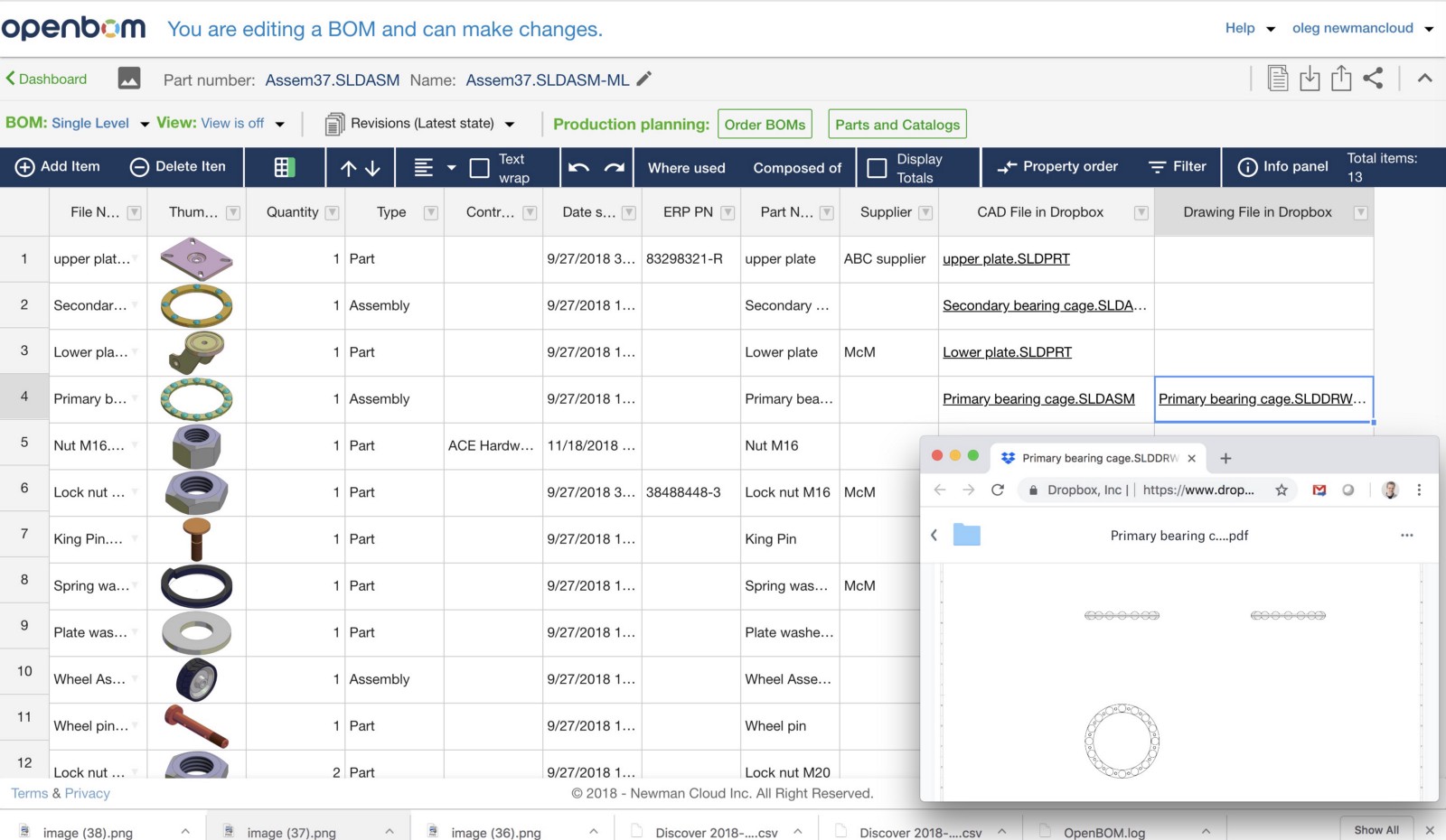 1600x930 first preview of openbom drawing support for solidworks - Solidworks Assembly Drawing Exploded View