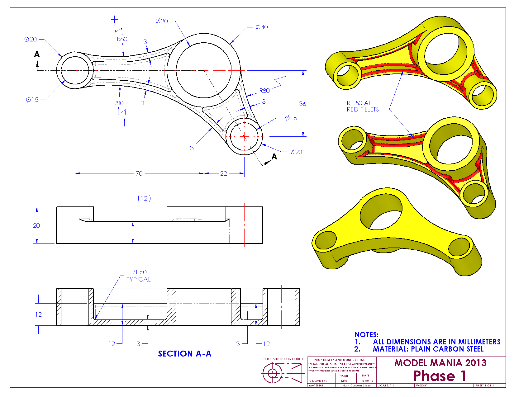 1650x1275 Years Of Model - Solidworks Drawing