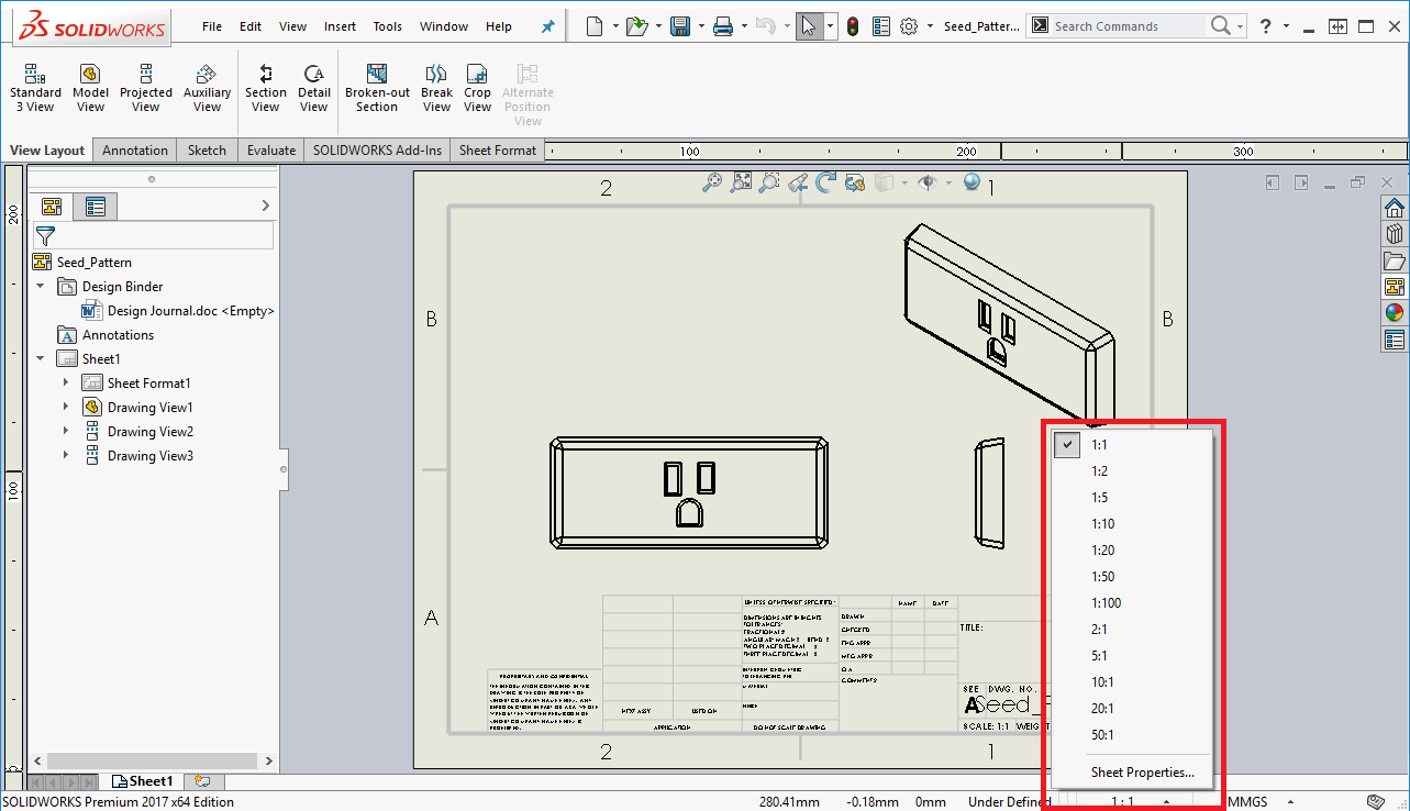 1283x738 A Quick And Easy Method To Change The Solidworks Drawing Scale - Solidworks Drawing