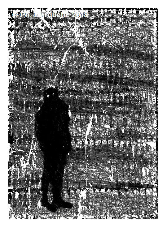 539x737 Il Voyage En Solitaire Copyright Drawing - Solitaire Drawing