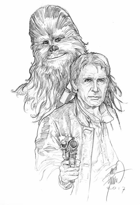 491x720 han solo and chewie dave dorman - Solo Drawing
