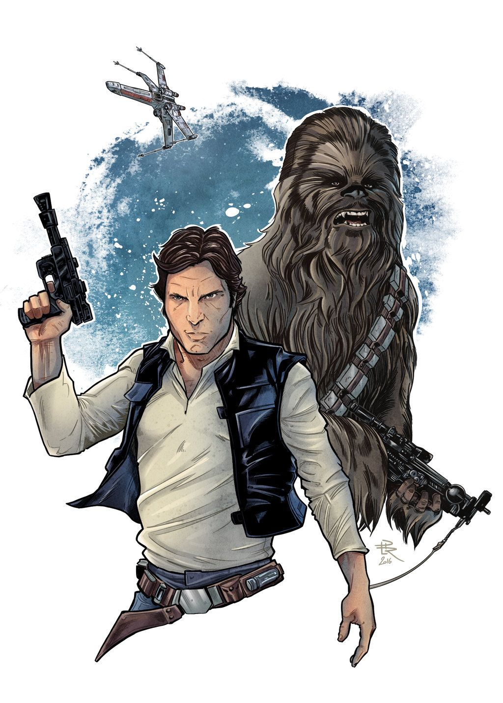 1024x1430 star wars han solo chewbacca ^^ - Solo Drawing