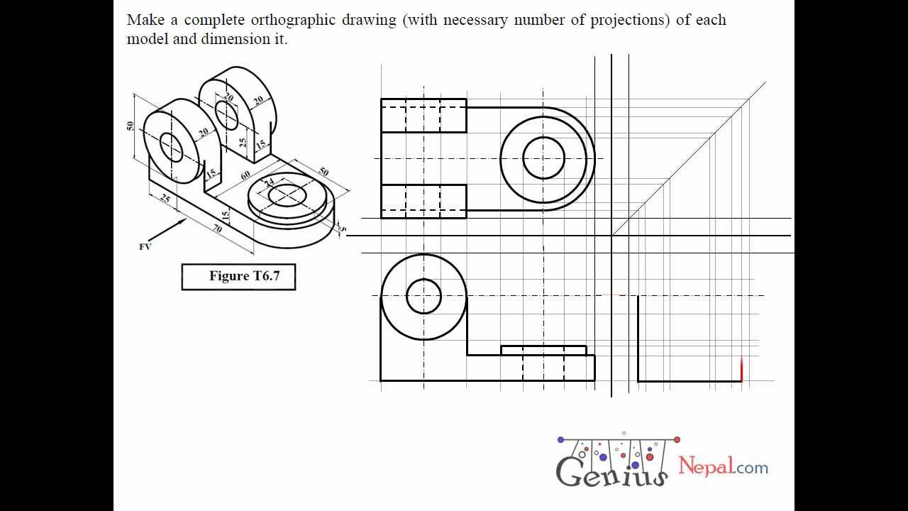 1280x720 Engineering Drawing Tutorials Orthographic Drawing Solution - Solution Drawing