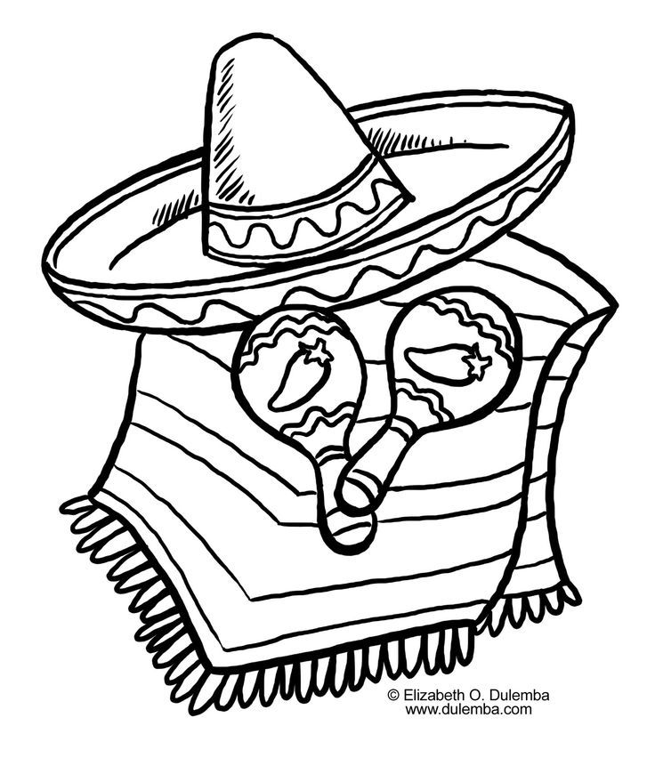 736x861 drawings of cactus with sombrero and maracas - Sombrero Drawing