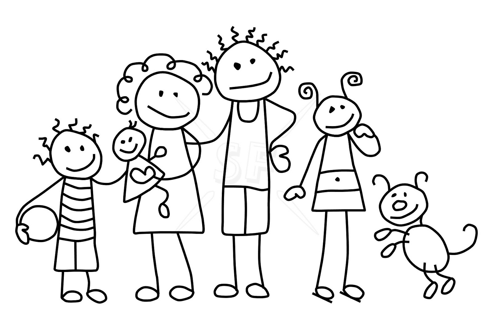 1600x1067 Black And White Family Clipart - Someone Drawing Clipart