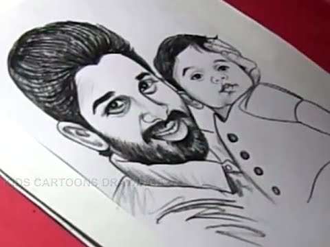 480x360 how to draw actor allu arjun and her son drawing - Son Drawing