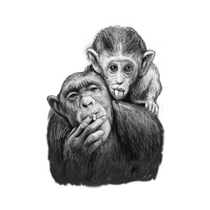300x300 monkey mum with son drawing sketch painting - Son Drawing
