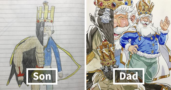 700x368 dad turns his sons' doodles into anime characters, and the result - Son Drawing