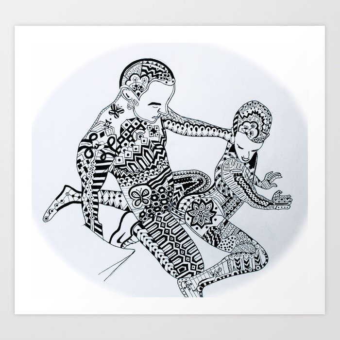 700x700 daddy son art print - Son Drawing